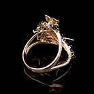 Золотое кольцо "Бабочки" с эмалью и фианитами к03725 от ювелирного магазина Оникс - 1