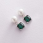 Золоті сережки - пусети "Альма" (зелені фіаніти, перли) с08248 от ювелирного магазина Оникс - 4
