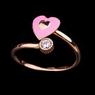 Детское золотое кольцо "Сердце" (эмаль, фианит) к03696 от ювелирного магазина Оникс - 2