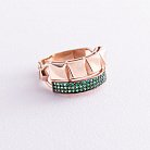 Золотое кольцо с зелеными фианитами к05695 от ювелирного магазина Оникс