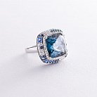 Золотое кольцо с бриллиантами, сапфирами и топазом "Лондон голубой" кб0084A1 от ювелирного магазина Оникс - 2