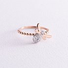 Золотое кольцо "Стрекоза" с фианитами к05195 от ювелирного магазина Оникс
