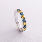 Серебряное кольцо с дорожкой голубых и желтых камней 112664 от ювелирного магазина Оникс - 14