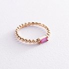 Золотое кольцо "Аннабель" с розовым фианитом к07181 от ювелирного магазина Оникс - 5