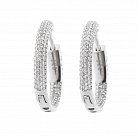 Серебряные серьги-кольца с фианитами 12910 от ювелирного магазина Оникс - 2