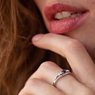 Золотое кольцо с синим сапфиром и бриллиантами C01021R от ювелирного магазина Оникс - 6