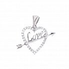 Серебряная подвеска с сердечком "Love" 131825 от ювелирного магазина Оникс