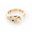 Золотое кольцо "Пантера" (фианиты, эмаль) к05659 от ювелирного магазина Оникс - 3