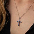 ﻿Золотий хрестик із синіми сапфірами і діамантами пб0325gm от ювелирного магазина Оникс - 3