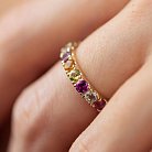 Золотое кольцо с дорожкой разноцветных натуральных камней к07617 от ювелирного магазина Оникс - 6