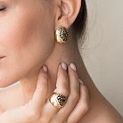 Золотое кольцо с фианитами и эмалью к03991 от ювелирного магазина Оникс - 5