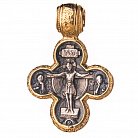 Серебряный детский крестик с позолотой «Распятие. Тетраморф» 13690 от ювелирного магазина Оникс
