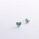 Золоті сережки - пусети "Сердечки" зі смарагдами та діамантами сб0522cha от ювелирного магазина Оникс - 2