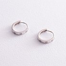Серьги - кольца "Love" в белом золоте с08006 от ювелирного магазина Оникс - 2