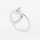 Серебряное кольцо сердечко с фианитами 111975 от ювелирного магазина Оникс