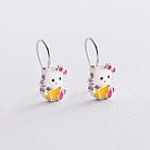 Дитячі срібні сережки "Hello Kitty" 122711 от ювелирного магазина Оникс