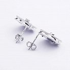 Срібні сережки-пусети з фіанітами і оніксом "Клевер" 121809 от ювелирного магазина Оникс - 1