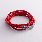 Шелковый красный шнурок с серебряной застежкой (3мм) 18478 от ювелирного магазина Оникс