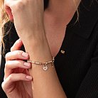 Золотой браслет "Сердечко с ключиком" (фианит) б04007 от ювелирного магазина Оникс - 3