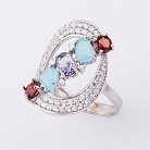 Серебряное кольцо с цветными фианитами 111918 от ювелирного магазина Оникс - 1