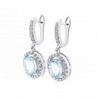 Серебряные серьги с голубым топазом и фианитами 121460 от ювелирного магазина Оникс - 1