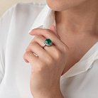 Серебряное кольцо с хризопразом и фианитами 111476 от ювелирного магазина Оникс - 1