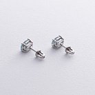 Серебряные серьги-пусеты с аквамарином нано (6х8 мм) 121962 от ювелирного магазина Оникс - 3