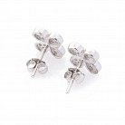 Серебряные серьги-пусеты "Клевер" с фианитами 121673 от ювелирного магазина Оникс - 4