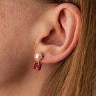 Золоті сережки - пусети "Альма" (рожеві фіаніти, перли) с08252 от ювелирного магазина Оникс - 2