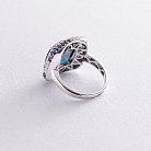 Золотое кольцо с бриллиантами, сапфирами и топазом "Лондон голубой" кб0084A1 от ювелирного магазина Оникс - 3
